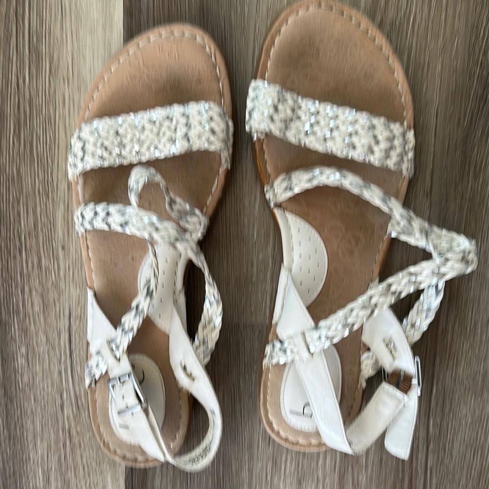 BOC Dena White and Silver Braided Sandals